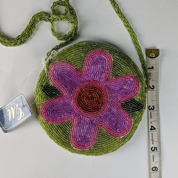 C. Marie Handbags - NWT C. Marie 5" Beaded Flower Round Purse